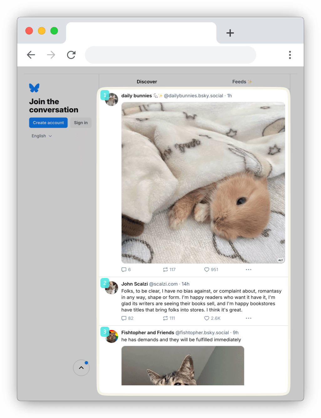 Post number feature screenshot